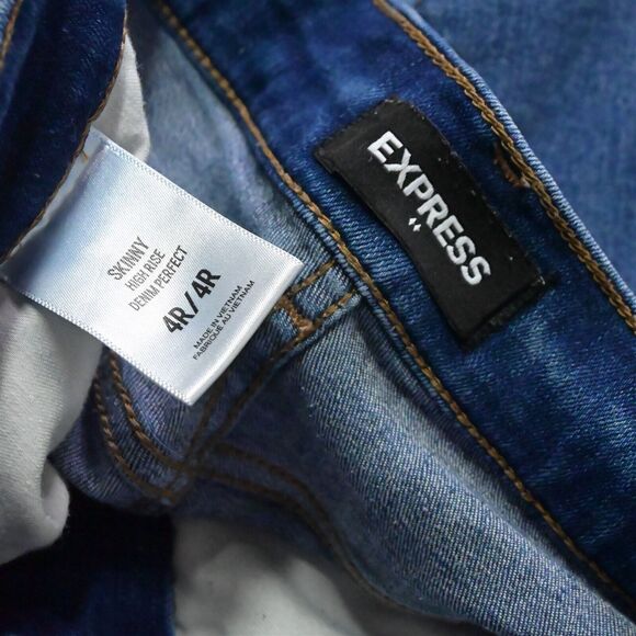 Lot 2 Express 4 High Rise Skinny Medium Blue Black Stretch Denim Womens Jeans - Picture 7 of 9